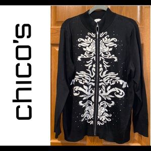 EUC Chico’s Zenergy Size 3 Zip-Up Sweater